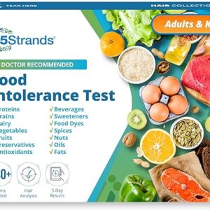 5Strands Food Intolerance Test, 640 plus Items Tested, Food Sensitivity at Home Test Kit for Adults & Kids, Accurate Hair Analysis, Results in 5 Days