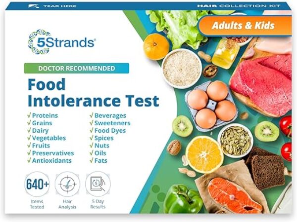 5Strands Food Intolerance Test, 640 plus Items Tested, Food Sensitivity at Home Test Kit for Adults & Kids, Accurate Hair Analysis, Results in 5 Days