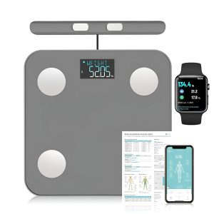 FITDAYS 8-Electrode Smart Scale: Full Body Composition Analyzer, 27 Metrics via Bluetooth Fitdays APP, 400lbs（FG2211LB-GREY）