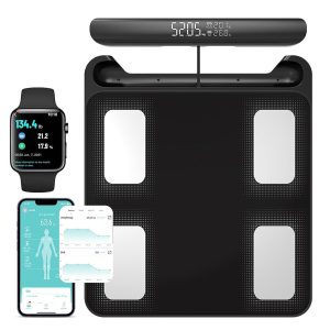 FITDAYS 8-Electrode Smart Scale: Full Body Composition Analyzer, 27 Metrics via Bluetooth Fitdays APP, 400lbs（FG2202WB+ER307）