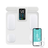 FITDAYS 8-Electrode Smart Scale: Full Body Composition Analyzer, 27 Metrics via Bluetooth Fitdays APP, 400lbs（FG2015ULB-White）